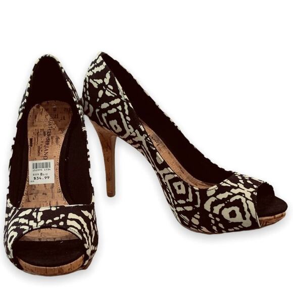 Christian siriano shoes heels 4.5” cork heels cork insole fabric uppers suze 8.5 - Picture 1 of 6